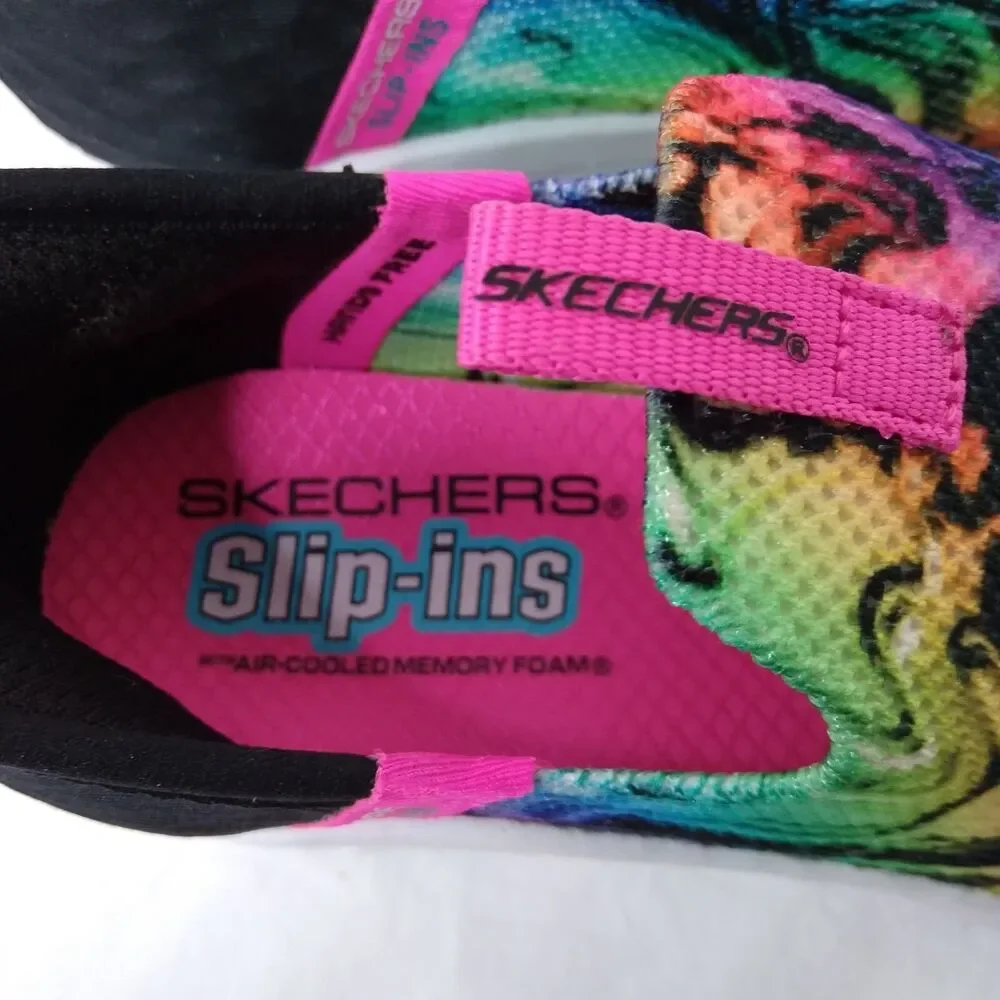 Skechers Kids Rainbow Slip-Ins Sneakers - Pink & Black Accents